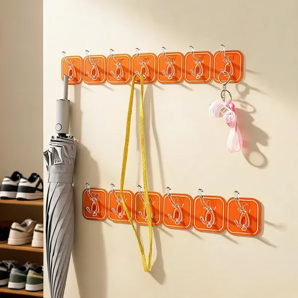 Orange_Metal_Plastic_Multi_Hook_Decorative_Wall_Rack_Pack_Of_2