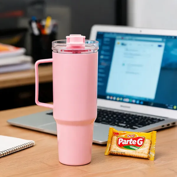 Pink_plastic___Solid_Travel_Tumbler_With_Handle