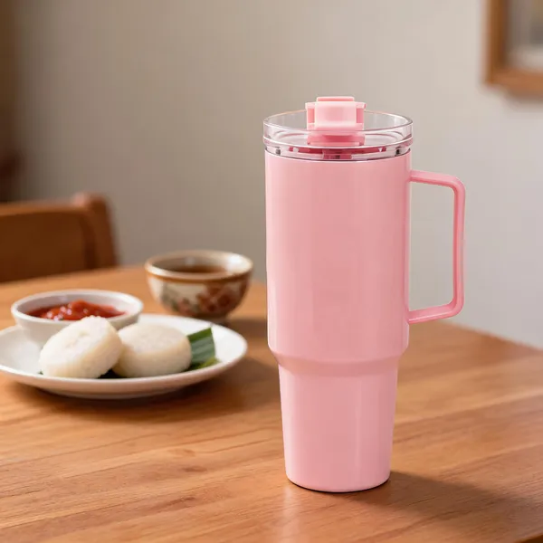 Pink_plastic___Solid_Travel_Tumbler_With_Handle