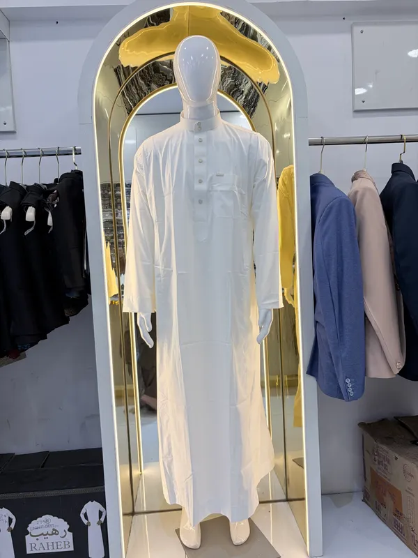 White_Al_Aseel_Double_Collar_Kali_Thobe_For_Men