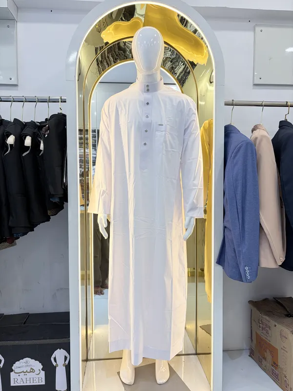 White_Al_Aseel_Double_Collar_Kali_Thobe_For_Men