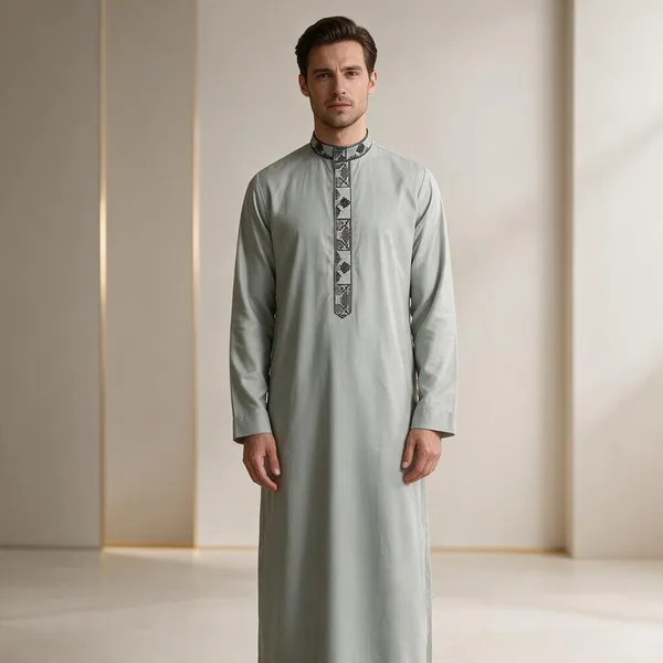 Grey_Tr_Embroidered_Regular_Thobe_For_Men