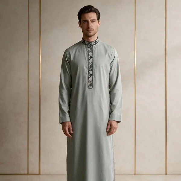 Grey_Tr_Embroidered_Regular_Thobe_For_Men