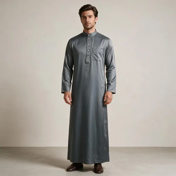 Grey_Al_Aseel_Double_Collar_Kali_Raheb_Thobe_For_Men