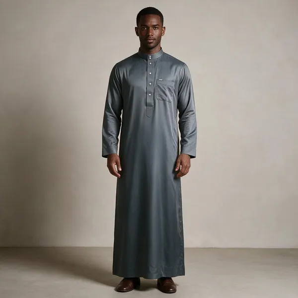 Grey_Al_Aseel_Double_Collar_Kali_Raheb_Thobe_For_Men