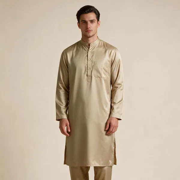Beige_Cotton_Kurta_Shalwar_For_Men