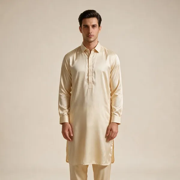 Beige_Cotton_Kurta_Shalwar_For_Men