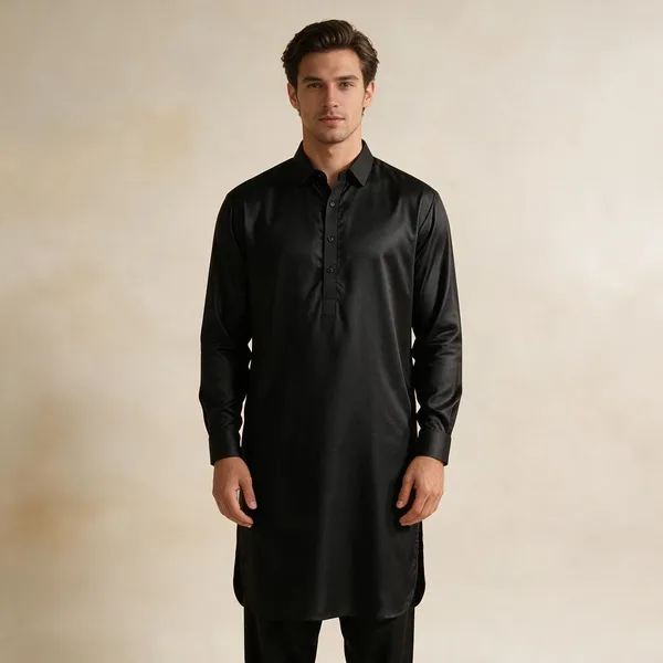 Black_Cotton_Kurta_Shalwar_For_Men