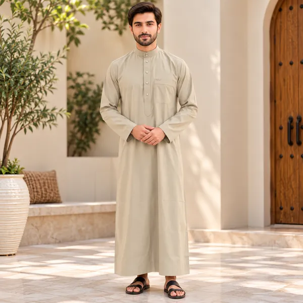 Beige_Al_aseel_Chinese_collar_kali_thobe_for_men_