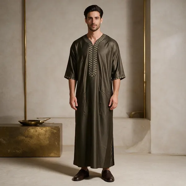 Brown_Tr_Fabric_Moroccan_Thobe_For_Men