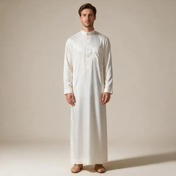 White_Al_Aseel_Double_Collar_Kali_Thobe_For_Men