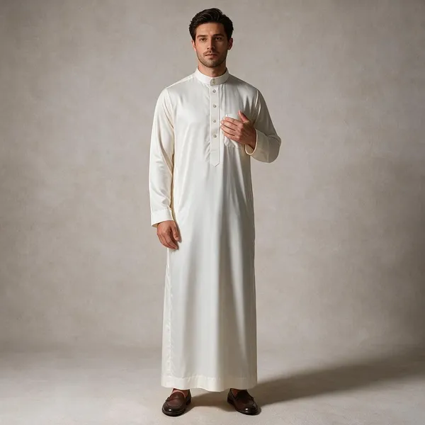 White_Al_Aseel_Double_Collar_Kali_Thobe_For_Men