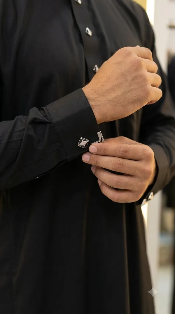 Black_Al_Aseel__double_Collar_cuff_&_Kali_Thobe_For_Men