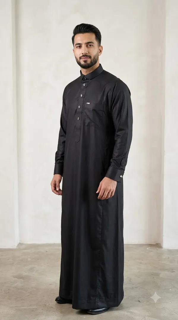 Black_Al_Aseel__double_Collar_cuff_&_Kali_Thobe_For_Men