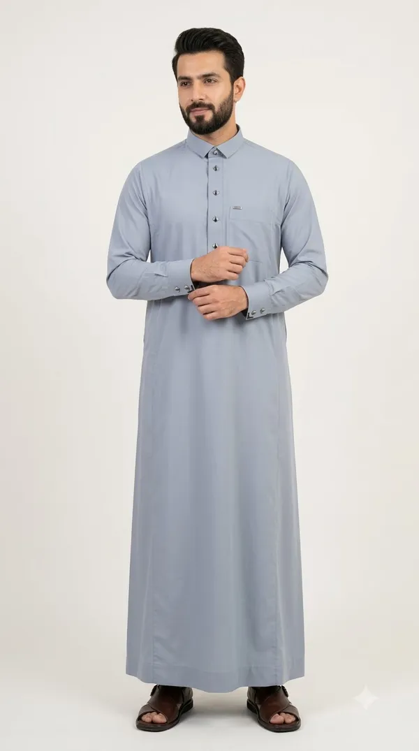 Grey_Al_Aseel__double_Collar_cuff_&_Kali_Thobe_For_Men