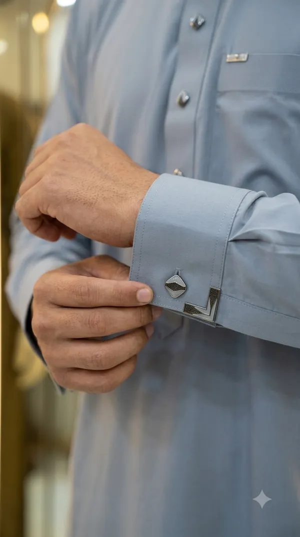 Grey_Al_Aseel__double_Collar_cuff_&_Kali_Thobe_For_Men