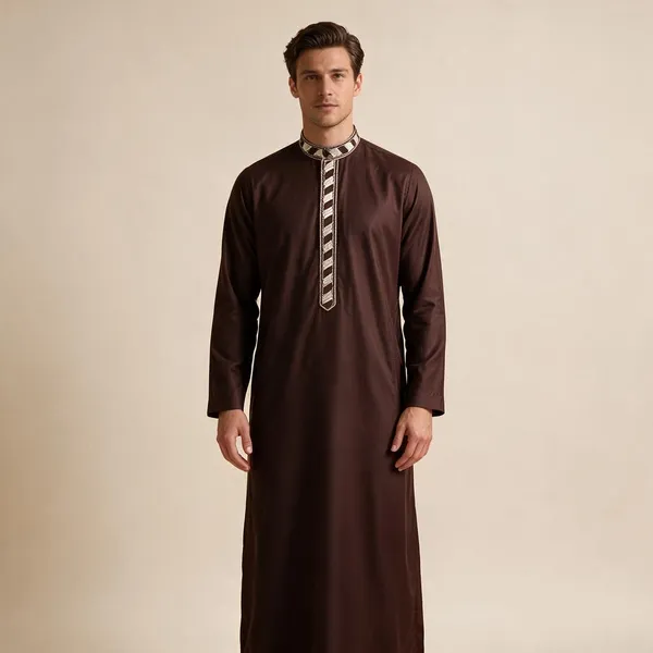 Maroon_Tr_Embroidered_Regular_Thobe_For_Men
