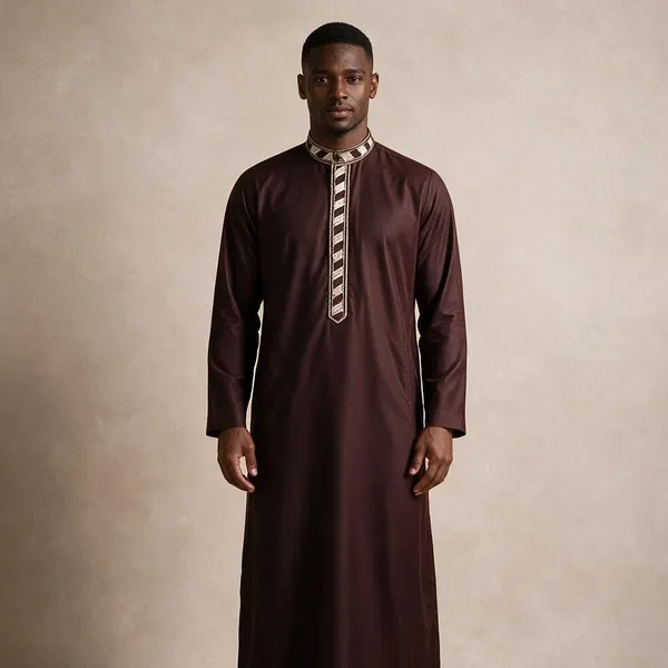 Maroon_Tr_Embroidered_Regular_Thobe_For_Men