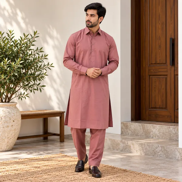Pink_Cotton_Kurta_Shalwar_For_Men