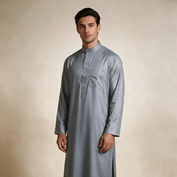 Grey_Al_Aseel_Double_Collar_Kali_Raheb_Thobe_For_Men