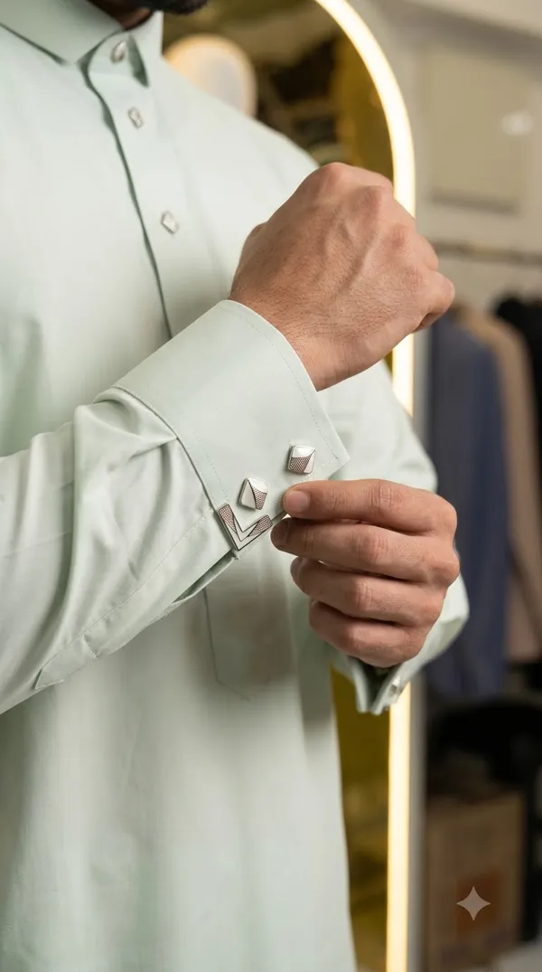 Mint_blue_Al_Aseel__double_Collar_cuff_&_Kali_Thobe_For_Men