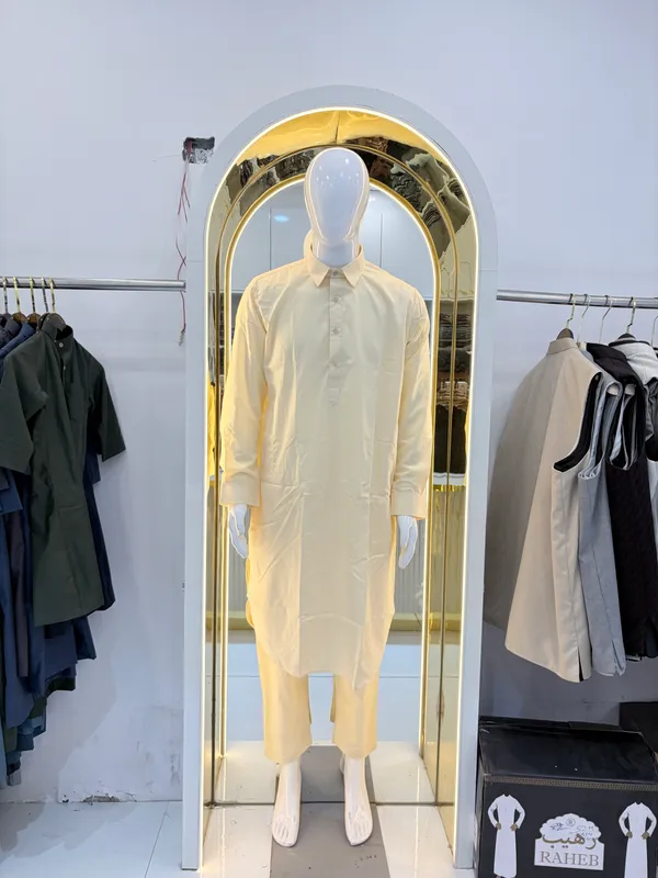 Beige_Cotton_Kurta_Shalwar_For_Men