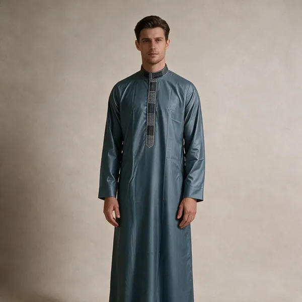 Blue_Tr_Fabric_Regular_Embroidery_Thobe_For_Men
