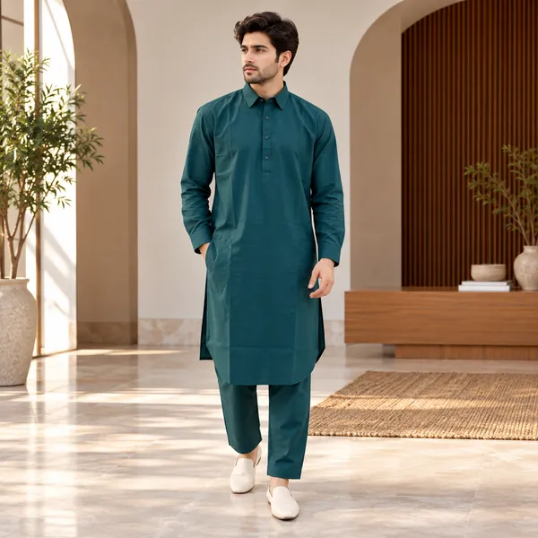 Green_Cotton_Pathani_For_Men