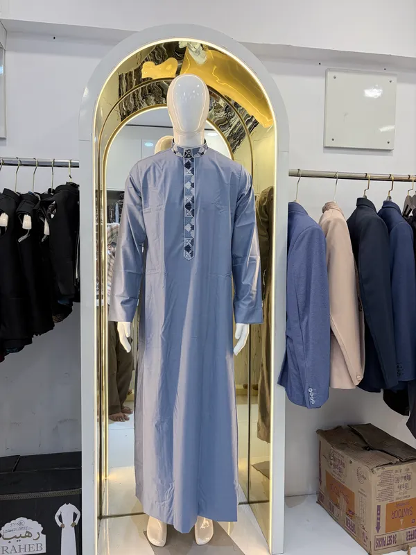 Blue_Tr_Regular_Embroidery_Thobe_For_Men