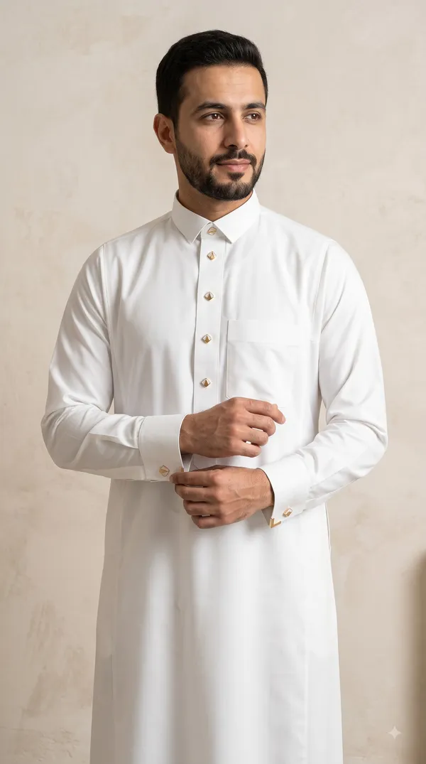 White_Al_Aseel__double_Collar_cuff_&_Kali_Thobe_For_Men