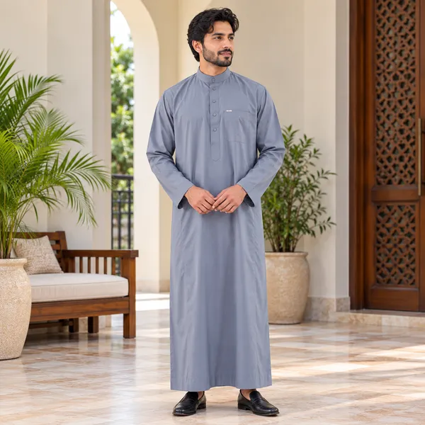 Grey_Al_Aseel_Chinese__Collar_Kali_Raheb_Thobe_For_Men