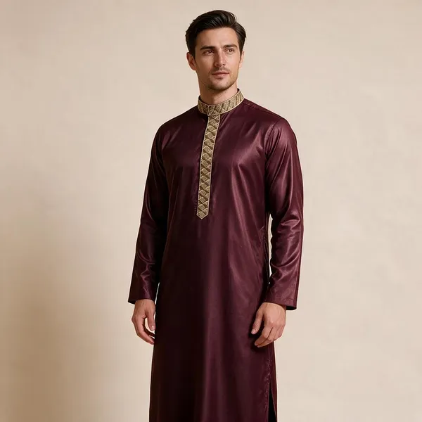 Brown_Tr_Regular_Embroidery_Thobe_For_Men