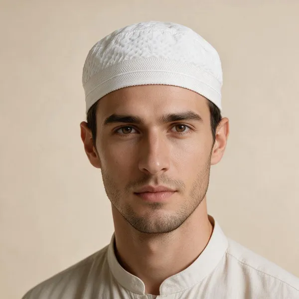White_Cotton_Saad_Sahab_Cap_For_Men