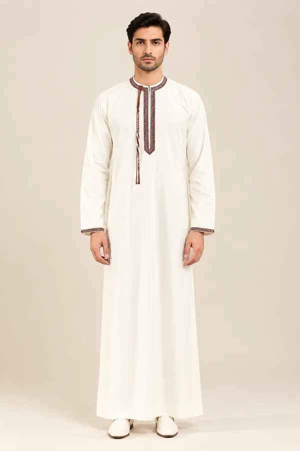 White_Al_Aseel_Omani_Thobe_For_Men