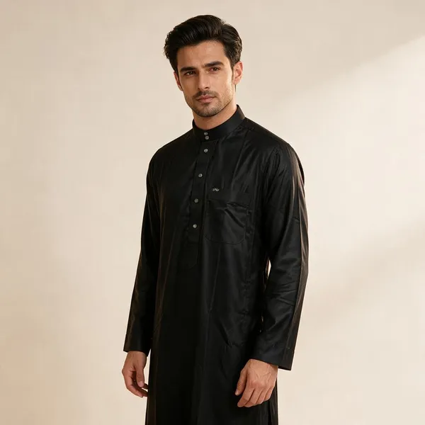 Black_Al_Aseel_Double_Collar_Kali_Thobe_For_Men