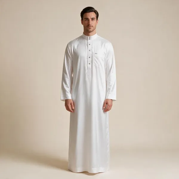 White_Al_Aseel_Double_Collar_Kali_Thobe_For_Men