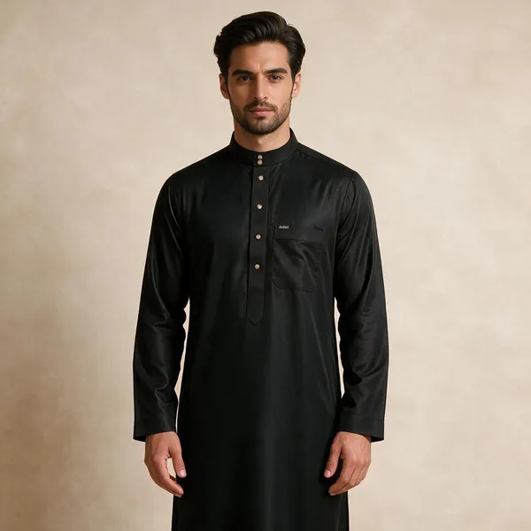 Black_Al_Aseel_Double_Collar_Kali_Thobe_For_Men