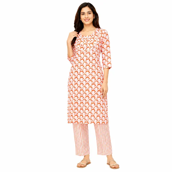 WHITE&_ORANGE_KURTI