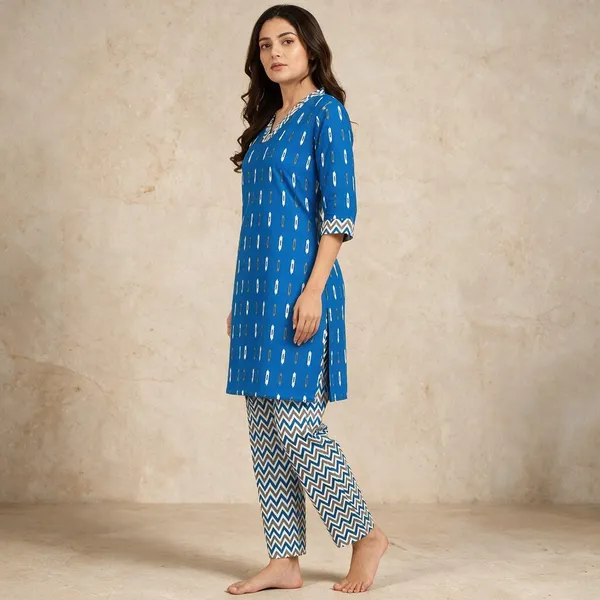 Avasthita_Women_Geometric_Print_Straight_Kurta_(Blue)
