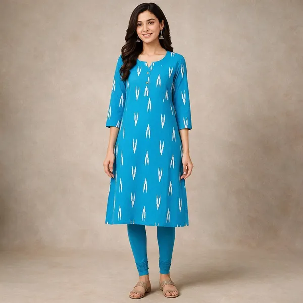 Avasthita_Women_Ikat\_Printed_Straight_Kurta_(Blue)