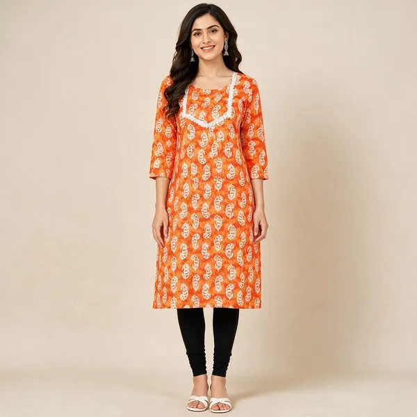 Avasthita_Women_Geometric_Print_Straight_Kurta_(Orange)