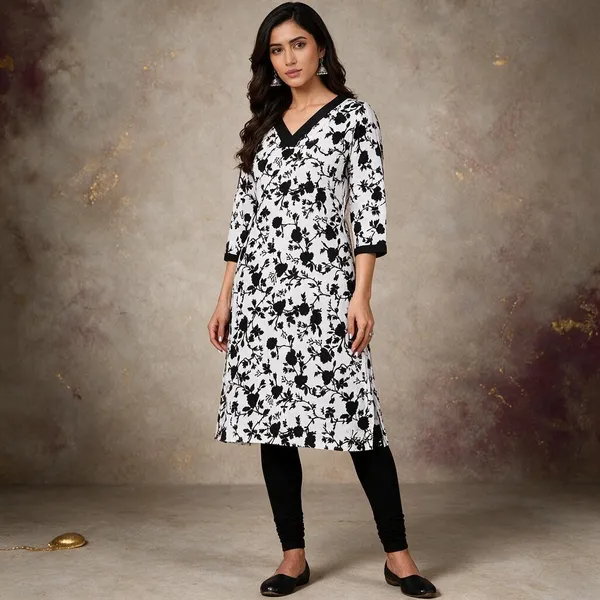 Avasthita_Women_Floral_Print\_Printed_Straight_Kurta_(White\_Black)