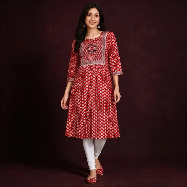 Avasthita_Women_Geometric_Print\_Printed_Straight_Kurta_(Red)