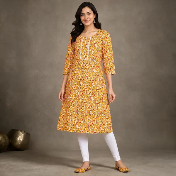 Avasthita_Women_Floral_Print\_Paisley\_Printed_Straight_Kurta_(Yellow)