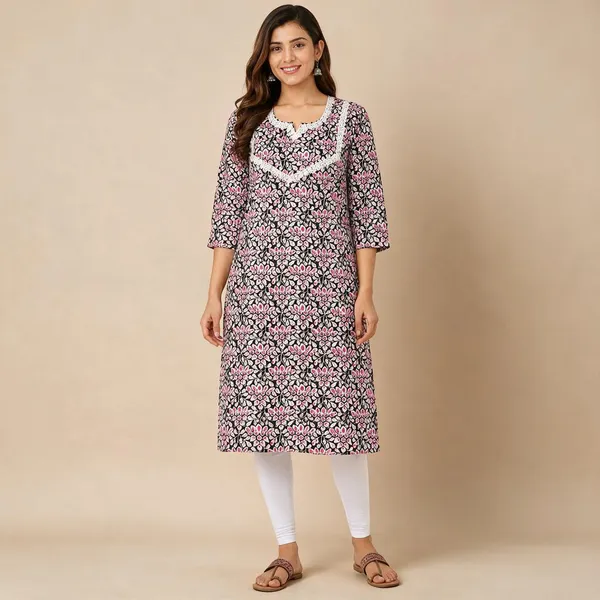 Avasthita_Women_Floral_Print\_Printed\_Embellished_Straight_Kurta_(Multicolor)
