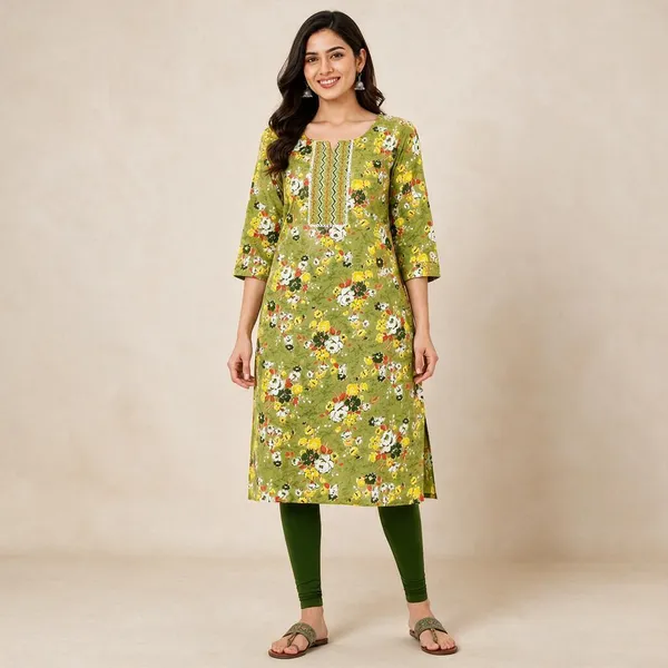 Avasthita_Women_Floral_Print\_Printed_Straight_Kurta_(Light_Green)