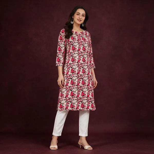 Avasthita_Women_Floral_Print\_Printed_Straight_Kurta_(Red)