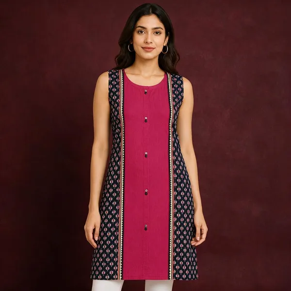 Avasthita_Women_Geometric_Print\_Solid_Ethnic_Dress_Kurta_(Red)