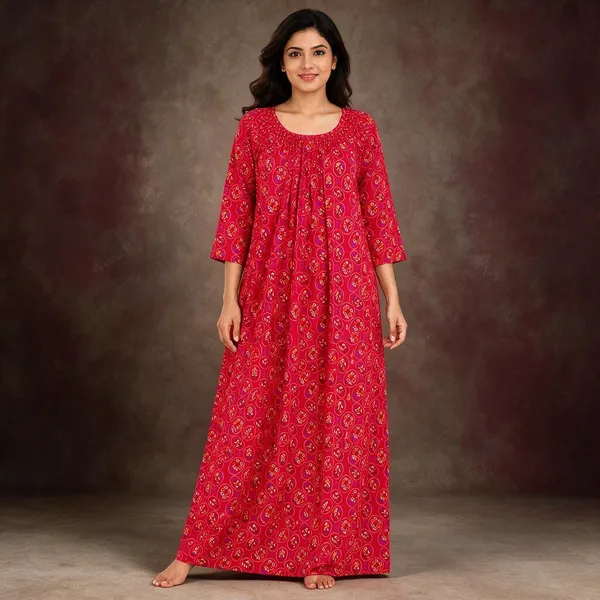 Avasthita_Women_Nightdress_(Red)