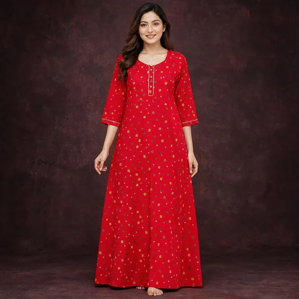 Avasthita_Women_Nightdress_(Red)
